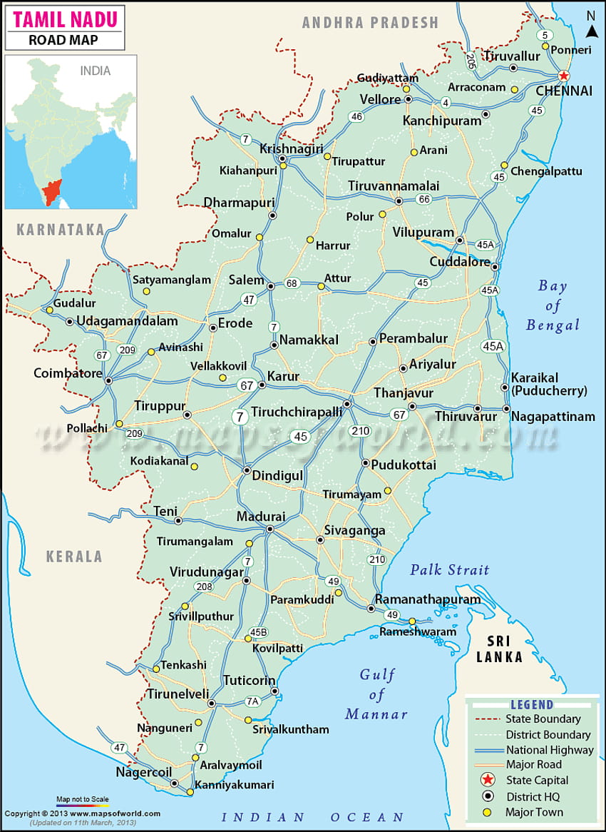 Straßenkarte von Tamil Nadu HD-Handy-Hintergrundbild