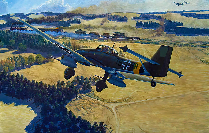 bombardiere, guerra, arte, aviazione, ww2, Junkers Ju 87, stuka , sezione авиация Sfondo HD