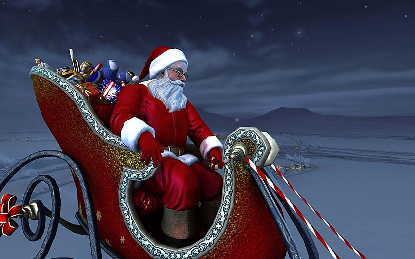 New year sleigh Santa Claus Holidays, christmas sled HD wallpaper