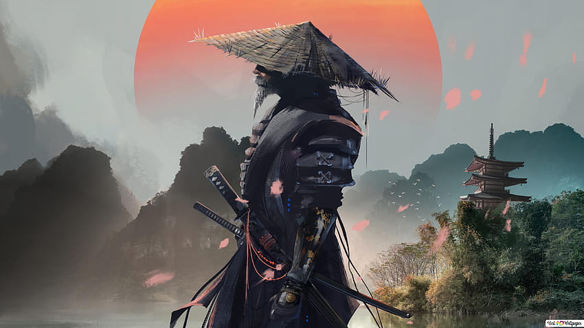 Samurai Warrior Sunset, samurai winter HD wallpaper