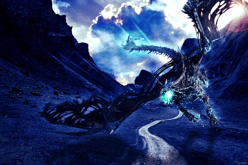 Blue Dragon by Tuoseli, dragon png HD wallpaper