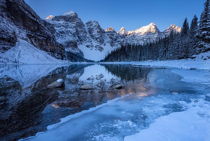 Lac Moraine dans le parc national Banff., banff np en hiver Fond d'écran HD