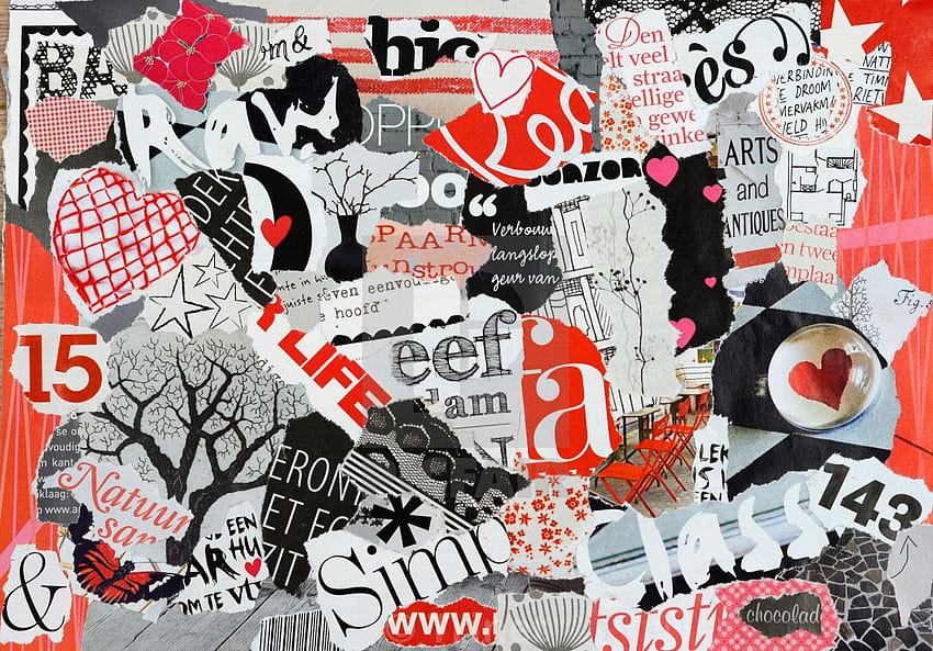 retro y de época. Rojo, amor, collage de arte moderno temático para s e impresiones, collage rojo fondo de pantalla