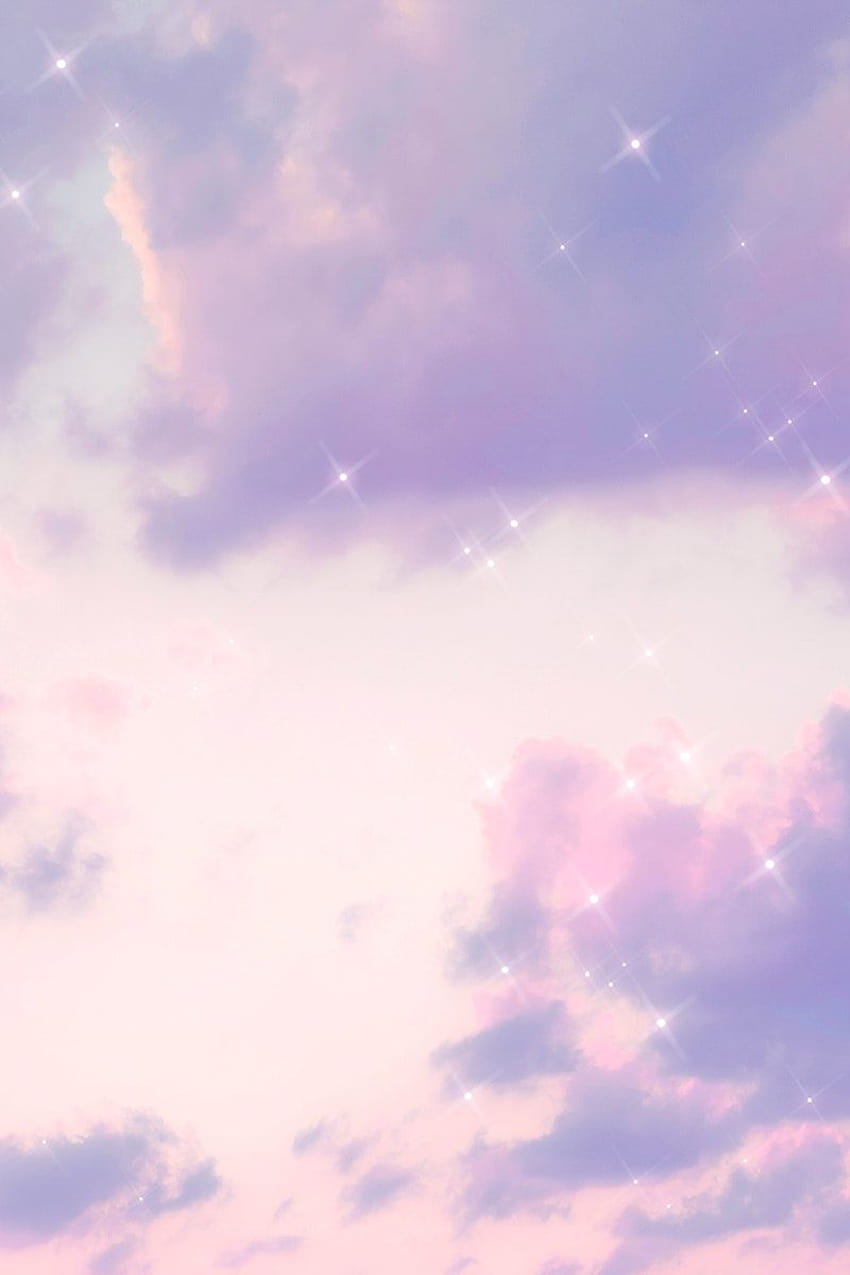 Cloudy sky pattern sparkle backgrounds, lavender clouds HD phone wallpaper