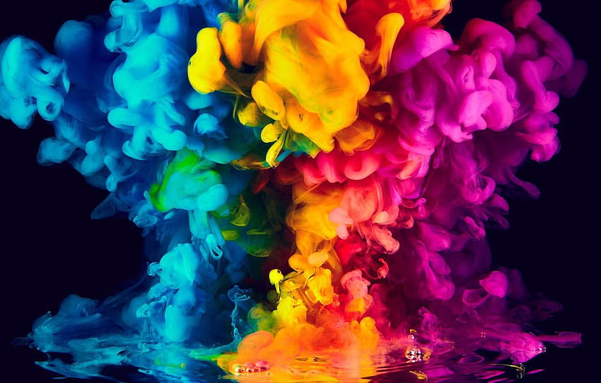 colors, colorful, abstract, rainbow, background, Smoke, colorful rainbow ink water HD wallpaper