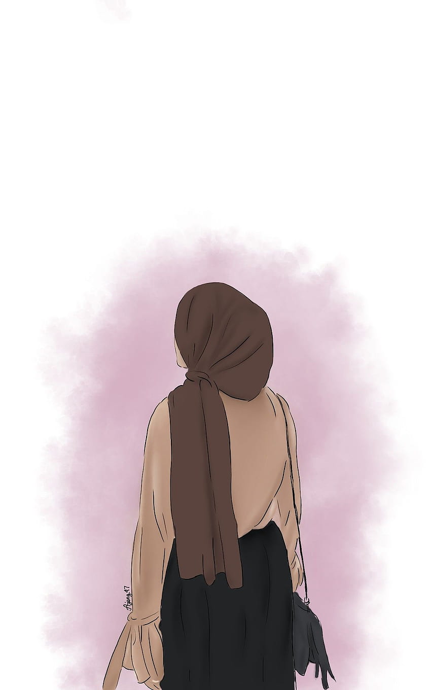 Ilustrasi hidżab autorstwa @Ajeng47, estetyczna dziewczyna z hidżabu Tapeta na telefon HD