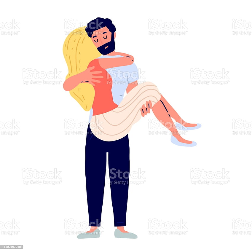 Happy Loving Couple Man Carrying His Girlfriend In His Arms Cartoon Vector Illustration On White Backgrounds Portrait Of Loving Hugging Couplevalentines Day Stock Illustration, boyfriend carry girlfriend in arms HD phone wallpaper
