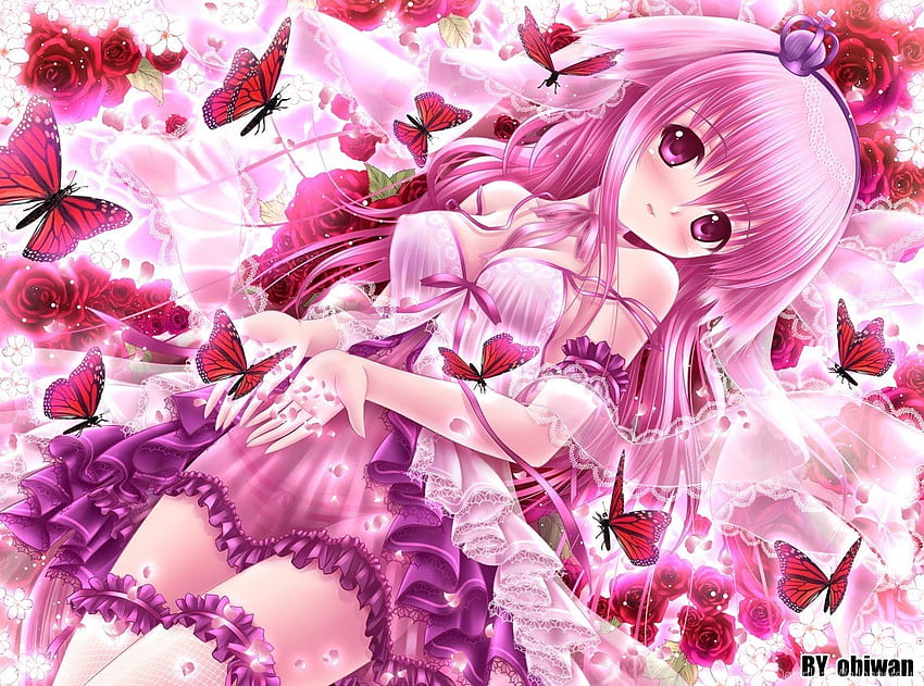 Hot Anime Girl, dark pink anime HD wallpaper