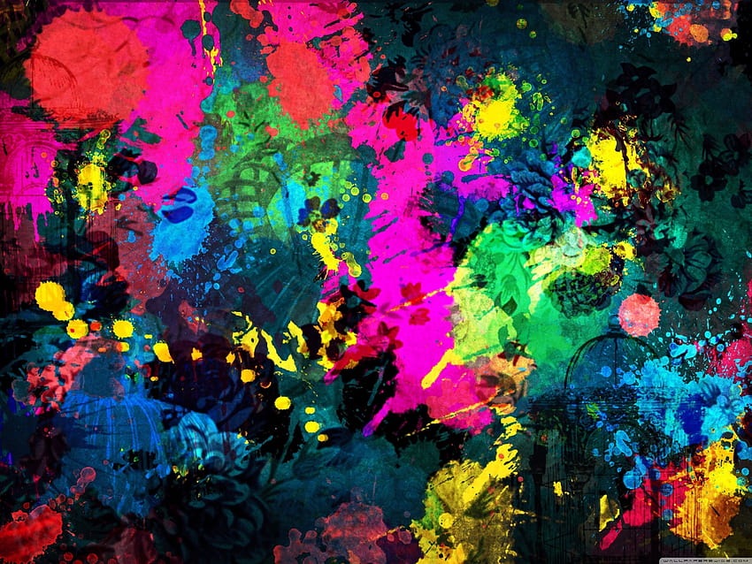 Graffiti Love Rainbow Colorful Paint Splatter ❤, пръски с графити боя HD тапет