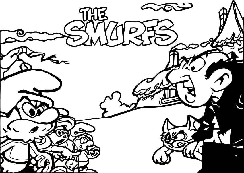 Sean Childhood Smurf Coloring Page Memories, preto e branco os smurfs papel de parede HD