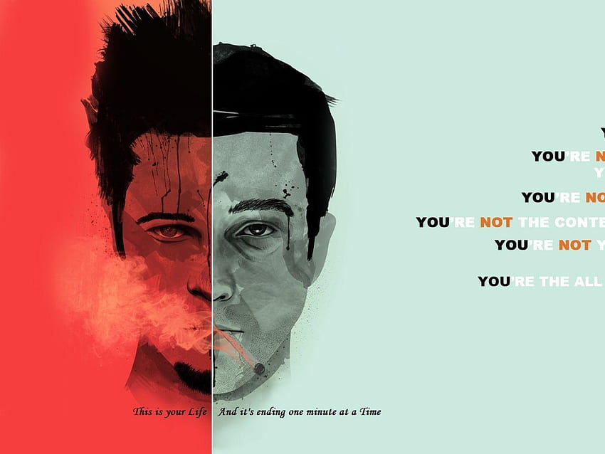 text quotes fight club brad pitt edward norton tyler durden faces, fight club quote HD wallpaper