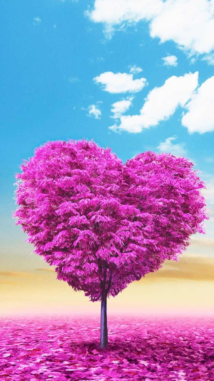 Nature Beautiful Heart list, árbol en forma de corazón fondo de pantalla del teléfono