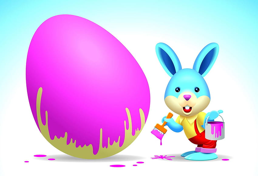 Easter Bunny Painting An Egg Purple, easter bunny and egg HD wallpaper