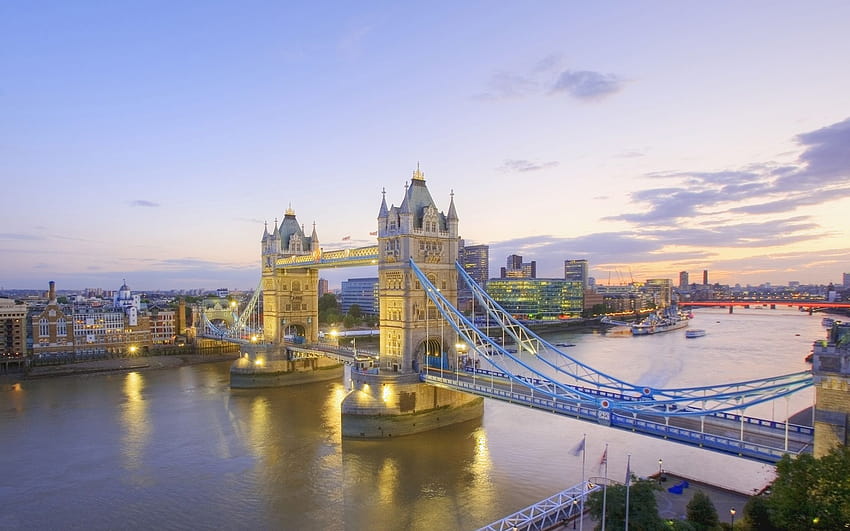 River Thames and Tower Bridge at Dusk, London, England, river thames london ultra HD wallpaper