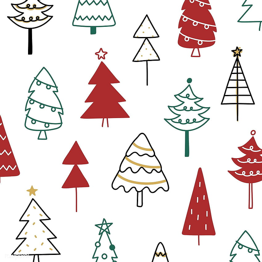 premium vector of Christmas pine tree pattern backgrounds drawing, christmas tree icon HD phone wallpaper