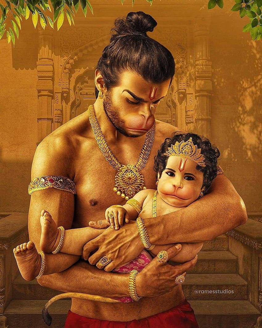 Pequeno Deus Hanuman com Seu Pai! Jay Hanuman, criança hanuman Papel de parede de celular HD