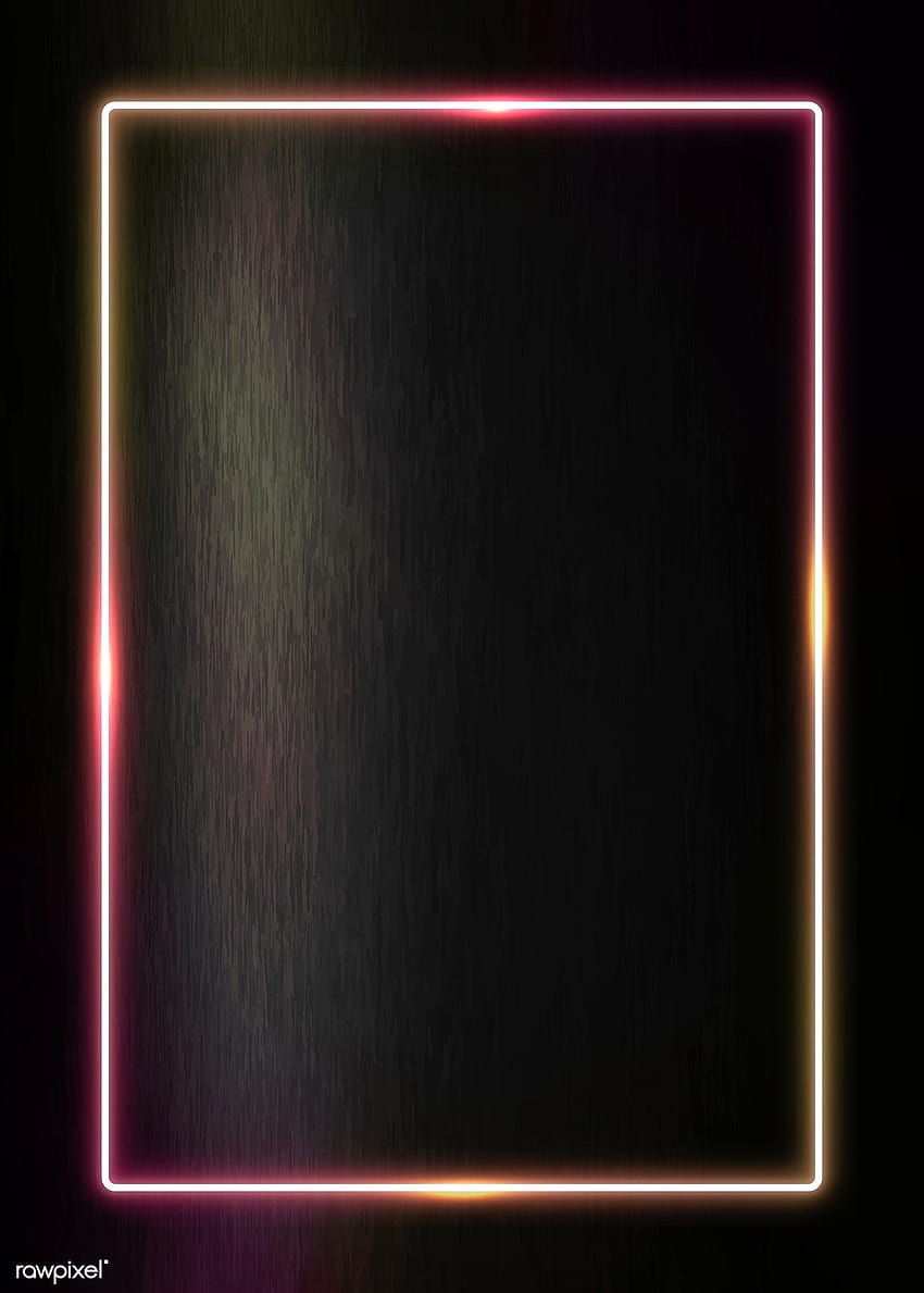 vektor premium bingkai neon Rectangle pada latar belakang hitam, perbatasan neon wallpaper ponsel HD