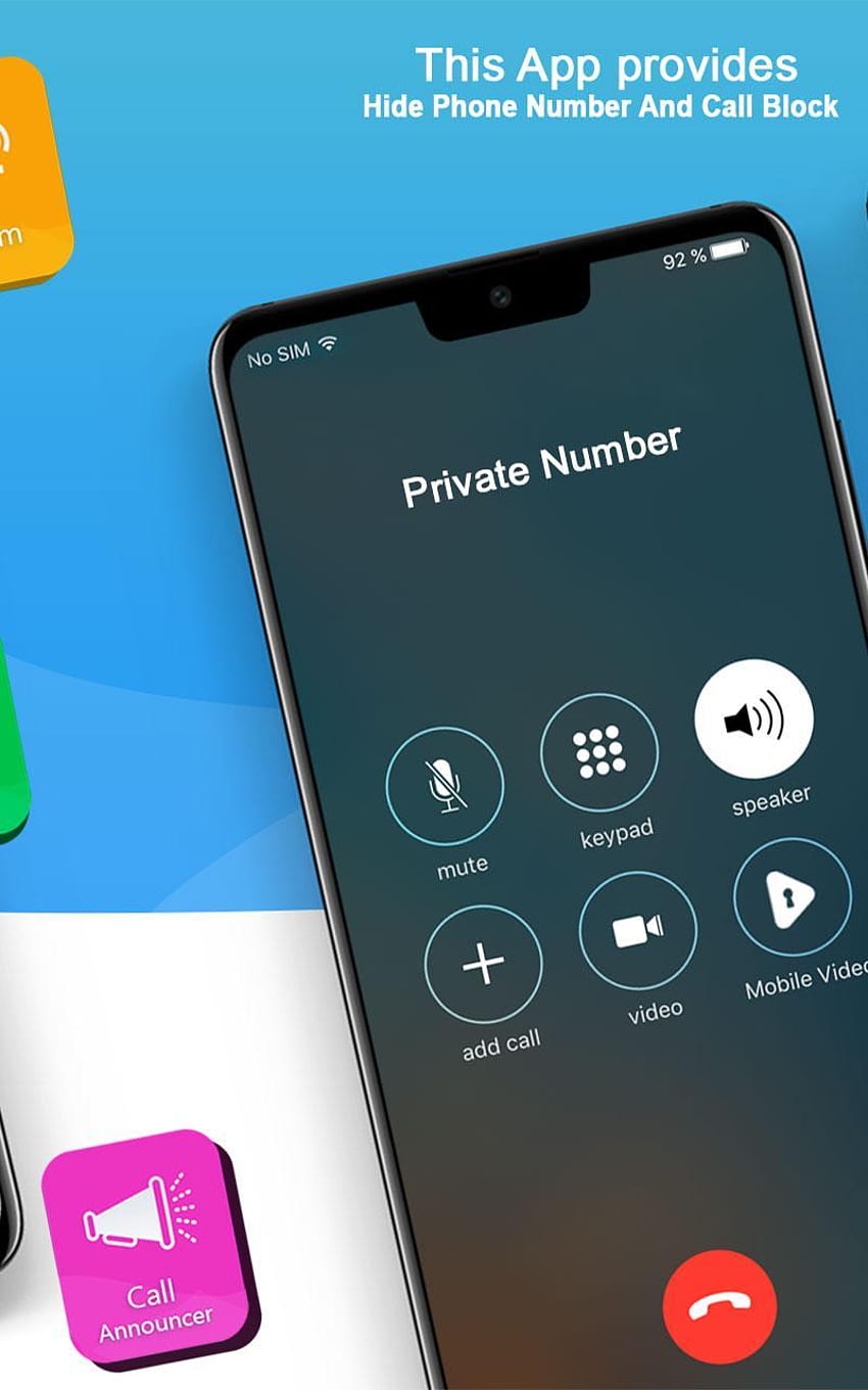 Ocultar de llamada entrante de número de teléfono para Android fondo de pantalla del teléfono