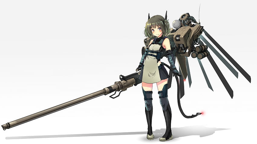 1920x1080 Anime Girl, Mecha, Armas Pesadas, Pistolas para Widescreen papel de parede HD
