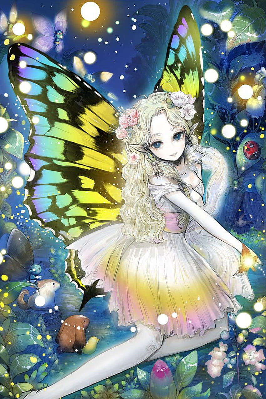 Cute Anime Girl with Fairy Wings Graphic · Creative Fabrica