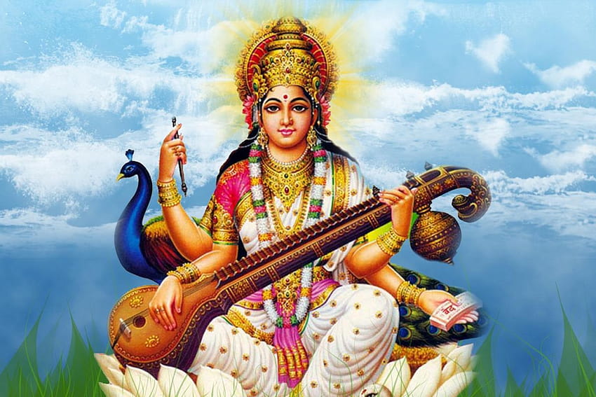 of maa saraswati / माँ सरस्वती, lord saraswati HD wallpaper