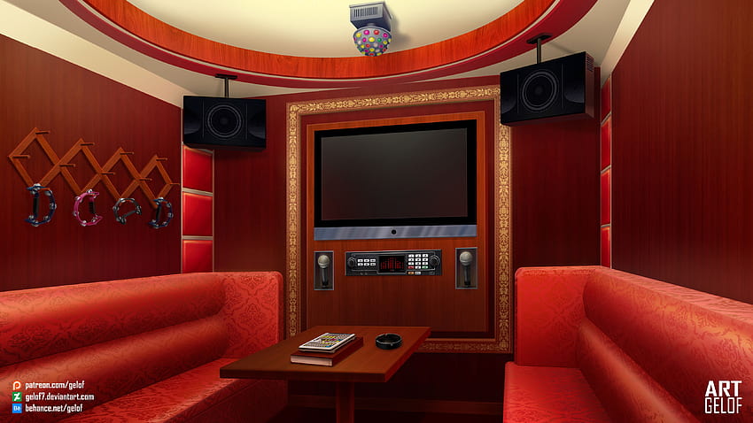 Karaoke odası. Arkaplan. HD duvar kağıdı