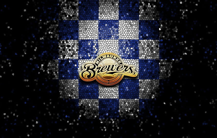 спорт, лого, бейзбол, блясък, карирано, Milwaukee Brewers HD тапет