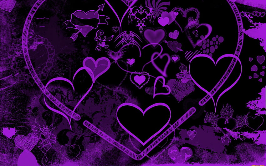 Lilás, roxo, coração, magenta, resolução de cor, dia dos namorados preto papel de parede HD