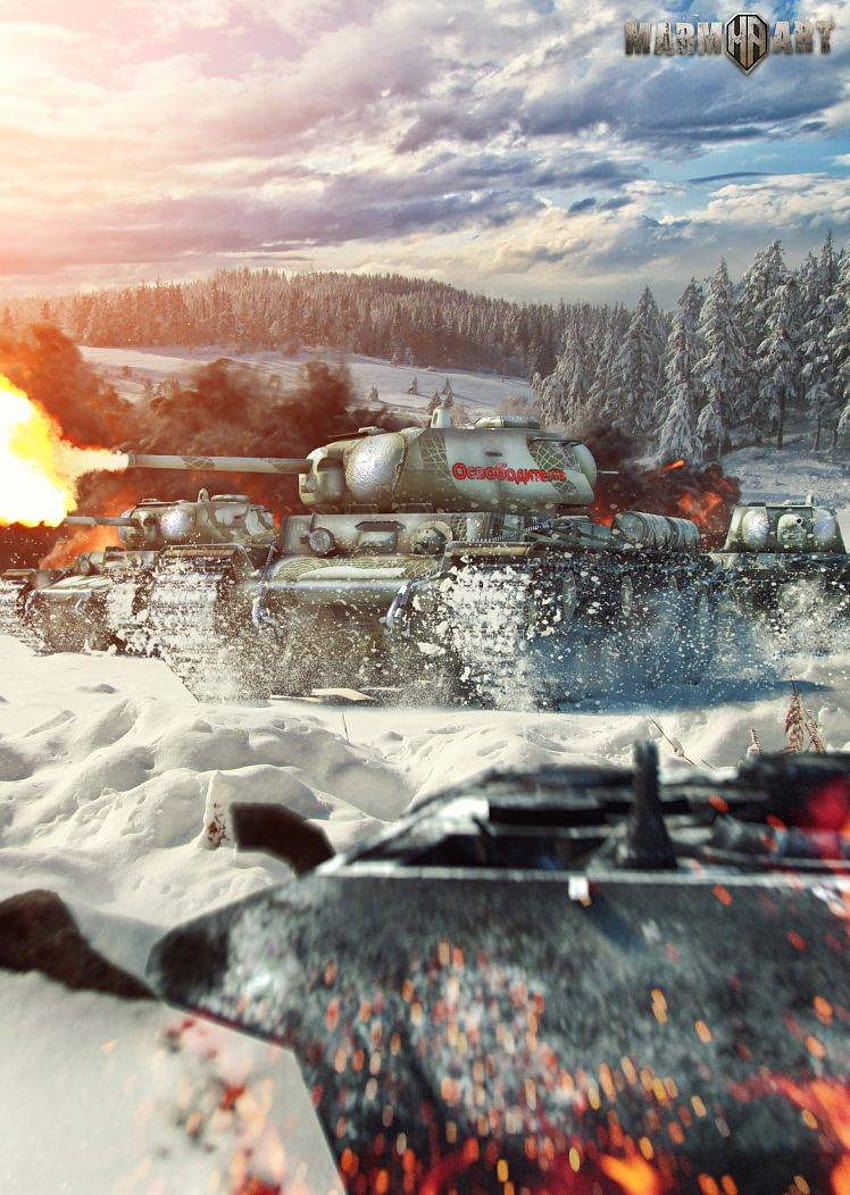 World Of Tanks, Wargaming, gry wideo, KV 1, zima, las, zima na całym świecie Tapeta na telefon HD