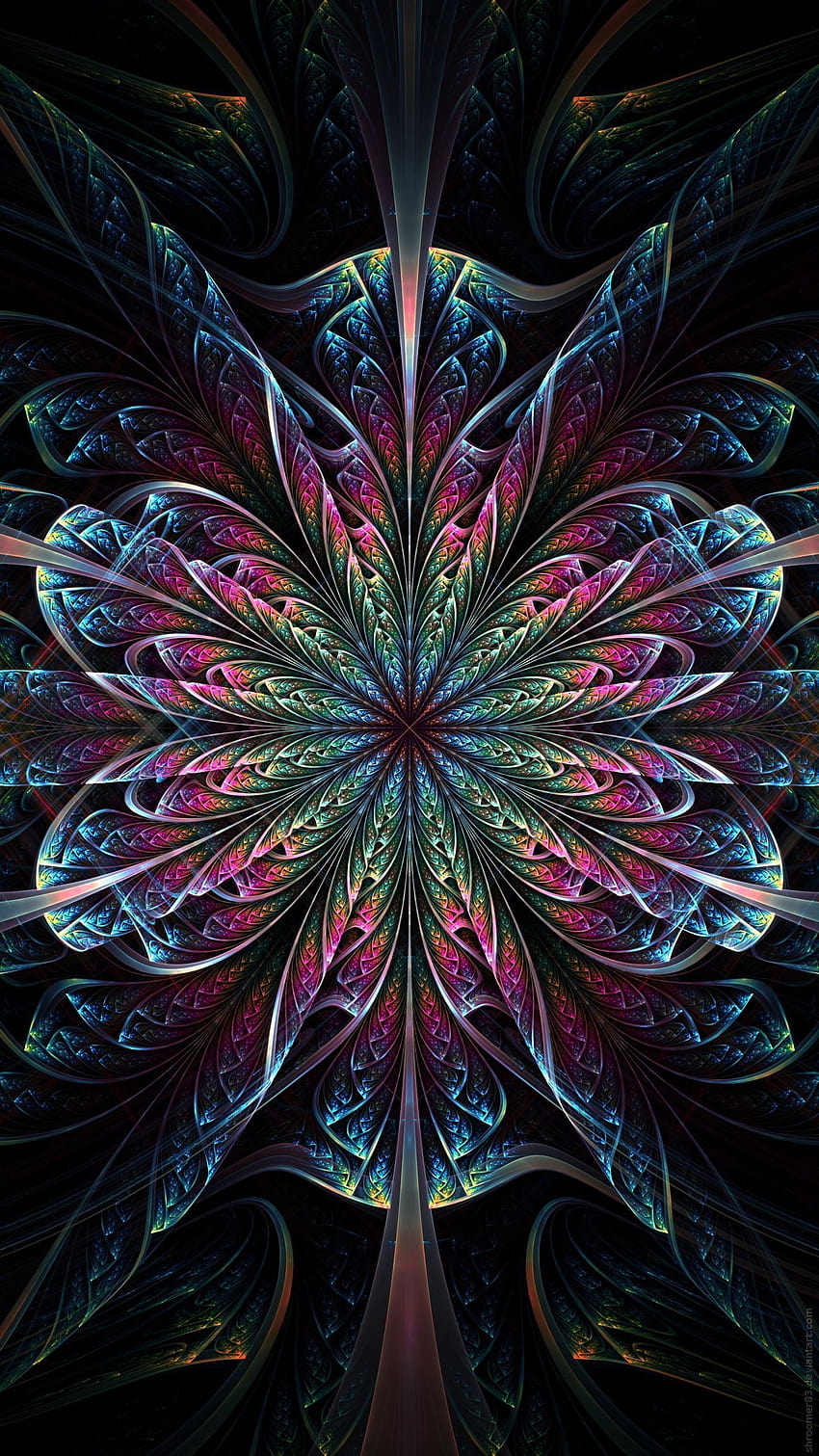 Mandala psichedelico, arte frattale trippy Sfondo del telefono HD