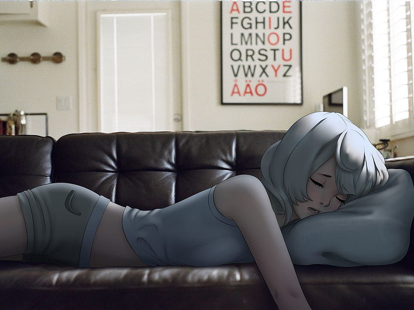 Anime Girl Sleeping, Sofa, , Background, Pb8t8h, sleepy anime girl HD wallpaper