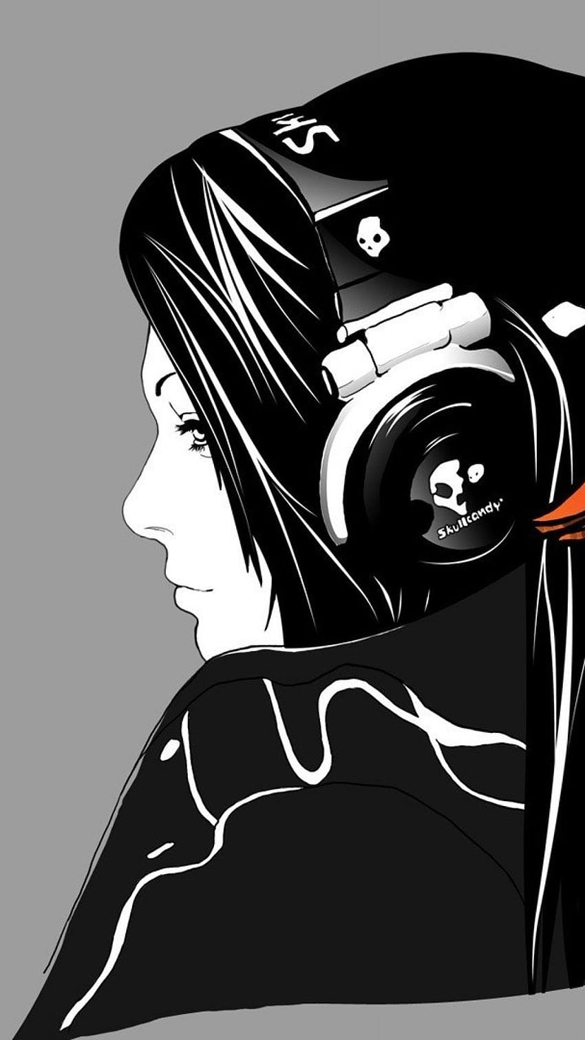 Minimal Girl Skull Headphones Music iPhone 6 Plus HD тапет за телефон