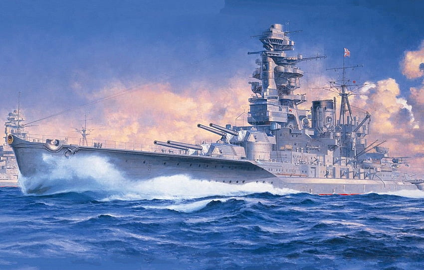 ship of the line, Nagato, IJN Battleship Nagato 1941, The lead ship of the eponymous type, battleship of the Imperial Japanese Navy , section оружие HD wallpaper