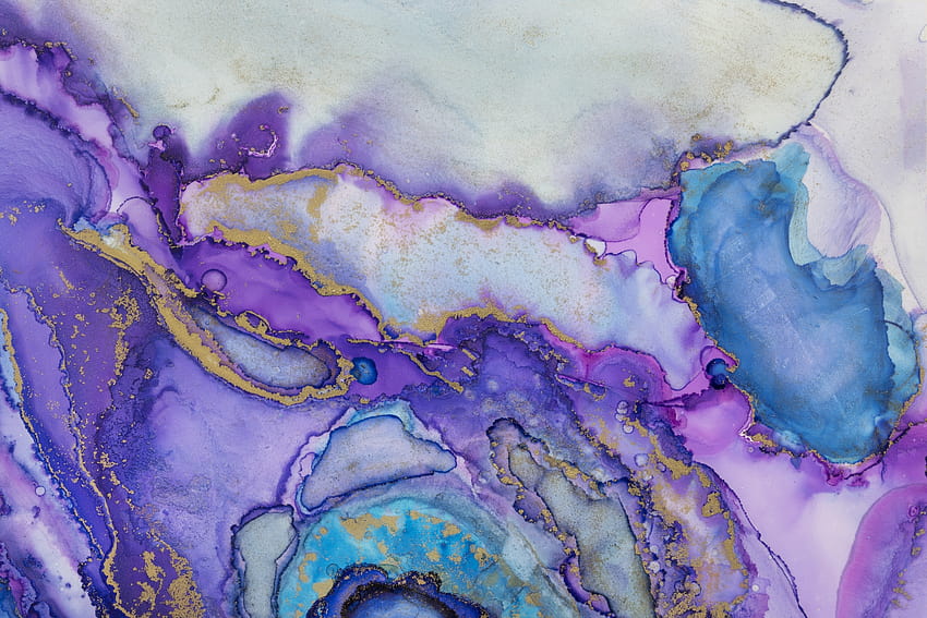 Buy Alcohol Ink Purple Marble, blue and purple marbled HD wallpaper
