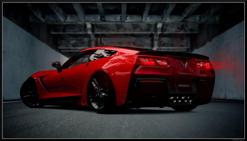 Chevy Chevrolet Corvette C7 muscle stingray Supercars conversível, corveta vermelha papel de parede HD