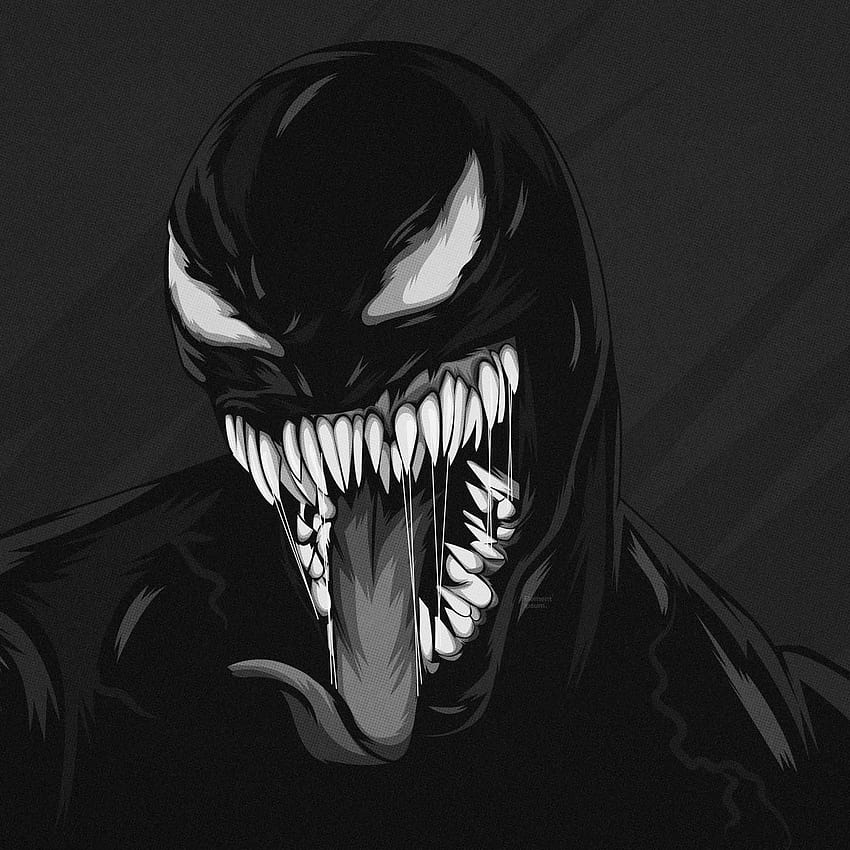 Venom Black & White, venom dark HD phone wallpaper