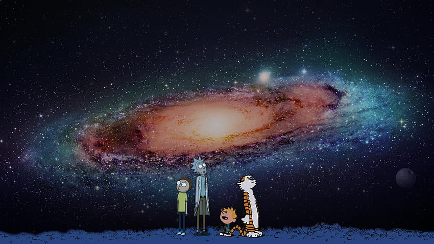 calvin and morty, calvin and hobbes space HD wallpaper