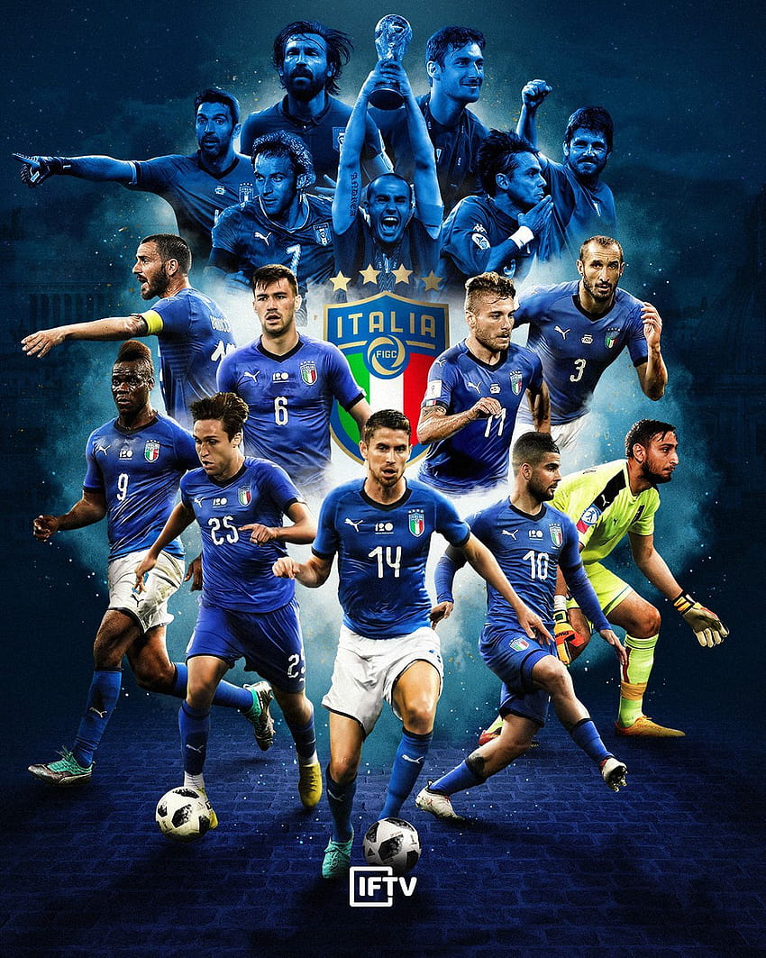 Azzurri & Serie A 2018, 이탈리아 팀 유로 2021 HD 전화 배경 화면