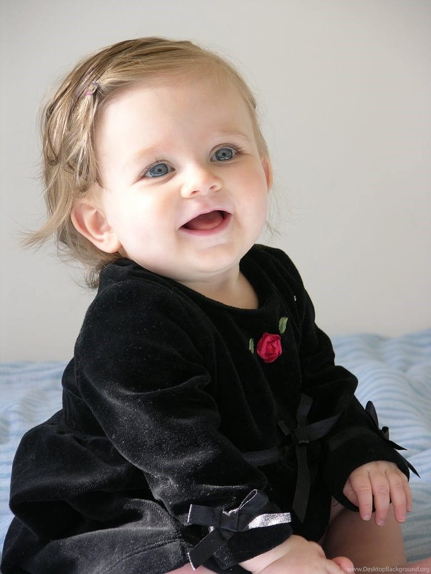 Pretty Cute Baby Girl In Black Dress Backgrounds HD phone wallpaper