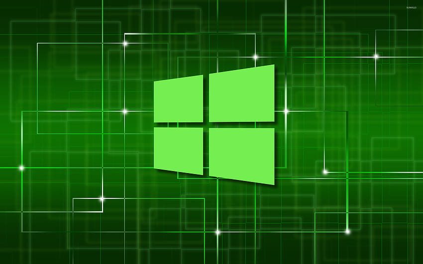 โลโก้ง่ายๆ สีเขียวของ Windows 10 บนเครือข่าย วอลล์เปเปอร์ HD