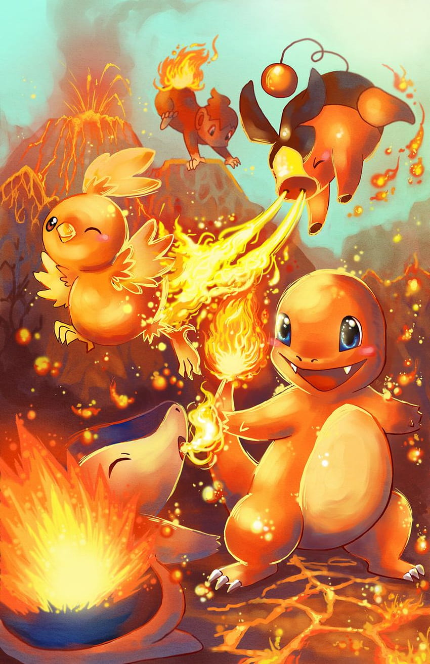 pokemon fire starters autorstwa michellescribbles [800x1236] dla twojego pokemona typu ognistego, mobilnego i tabletu Tapeta na telefon HD