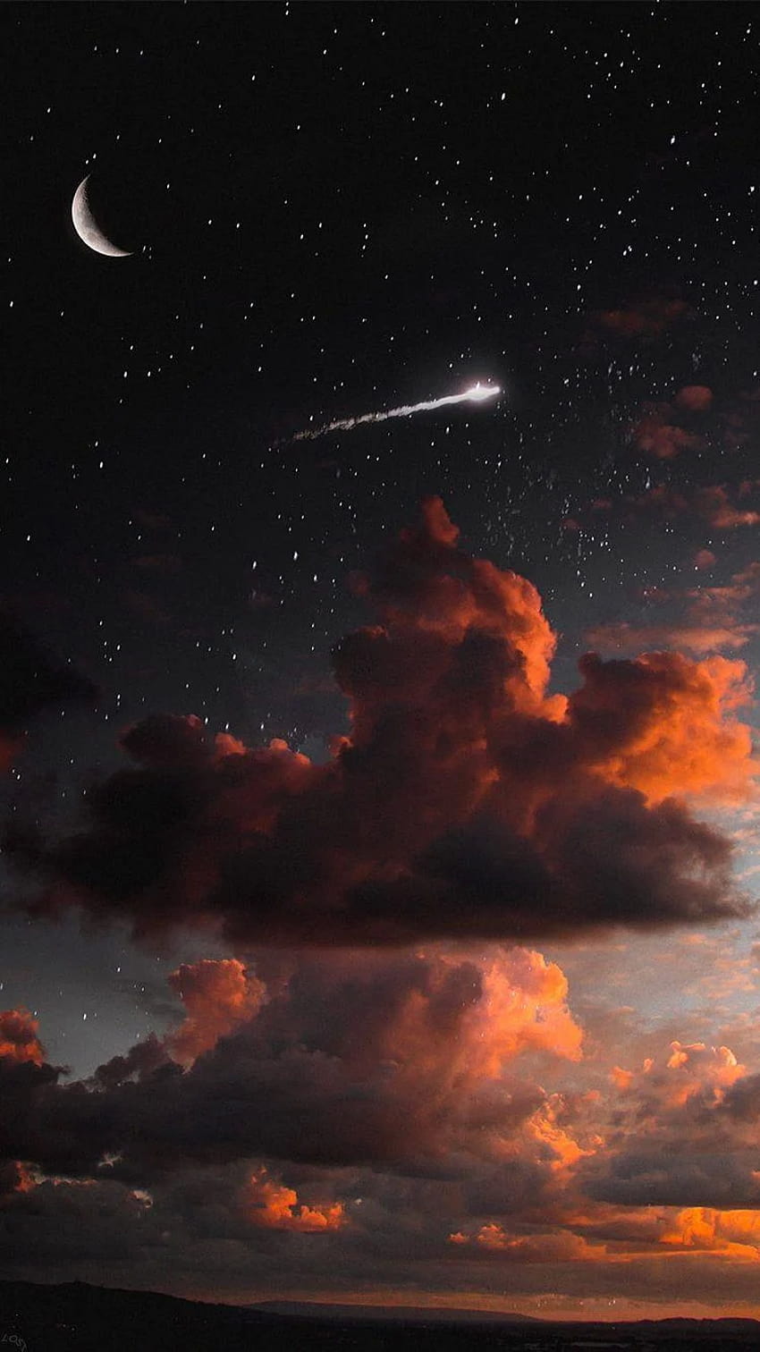 Ein Nachthimmel mit einer Sternschnuppe! HD-Handy-Hintergrundbild