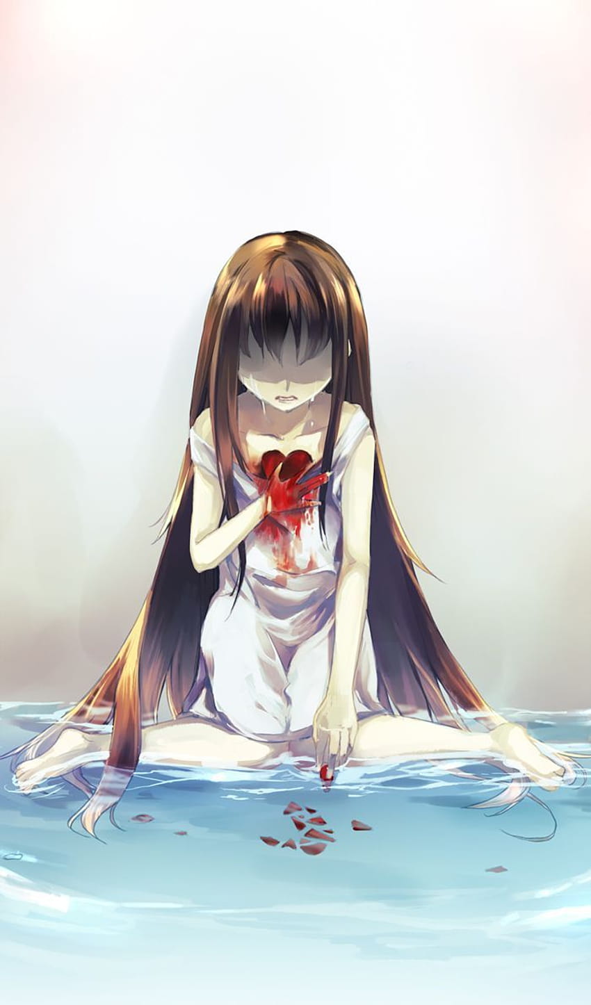 Anime Girl Crying Broken Heart, anime fille au cœur brisé peinture Fond d'écran de téléphone HD
