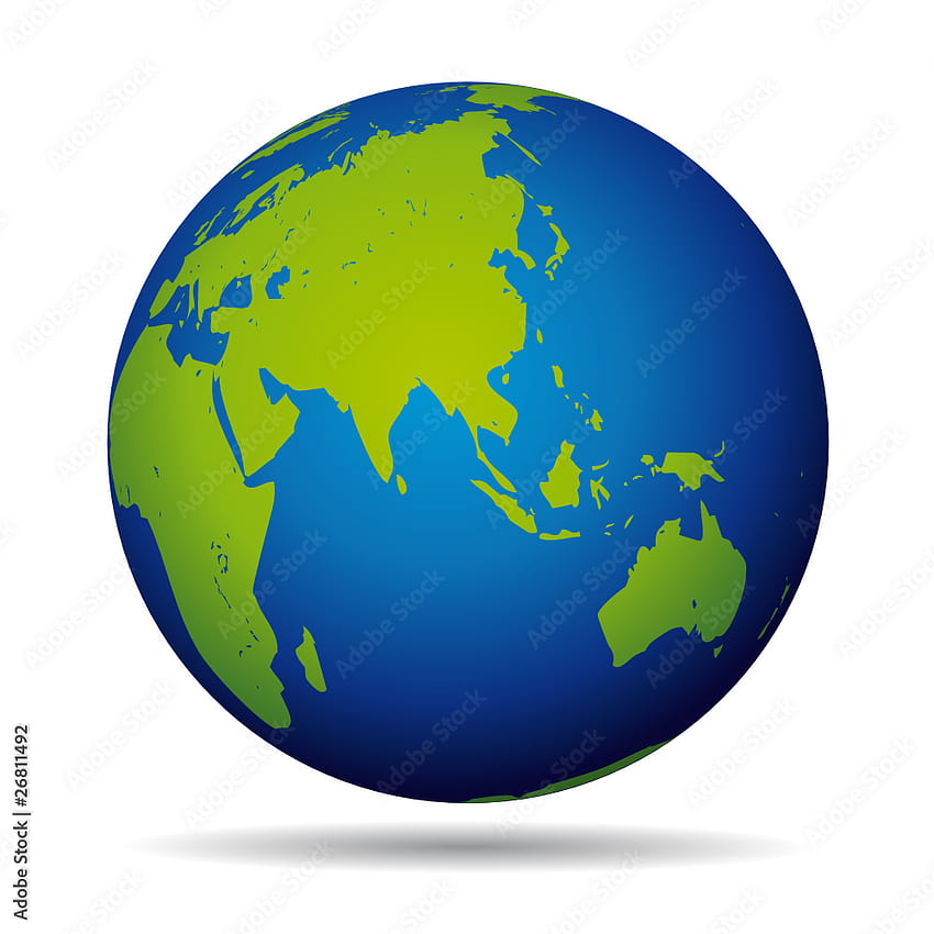 지구 지구 행성입니다. 아시아 및 호주 보기입니다. 스톡 벡터 HD 전화 배경 화면
