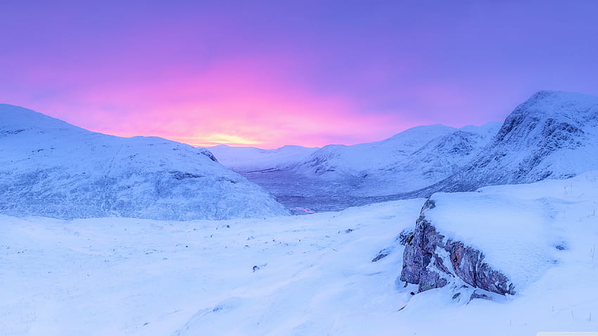 Pink Sunrise, Snowy Mountains, Winter ❤, snow mountains HD wallpaper