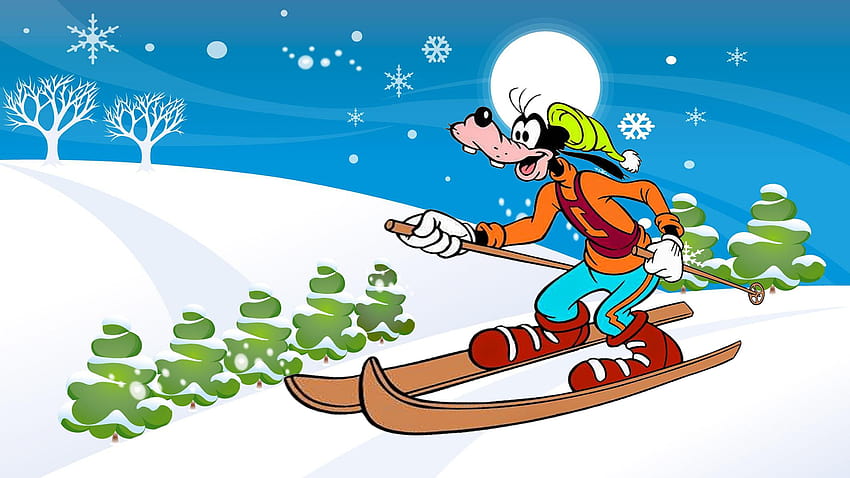 Walt Disney Cartoon Goofy Skiing Path Winter Mountain Snow For Mobile Phones And Computer 2880x1620 : 13, disney winter HD wallpaper