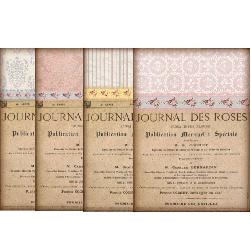 Notecards stampabili, Vintage French Digital Printable, Digital Notecards francesi, Journal Des Roses Sfondo del telefono HD