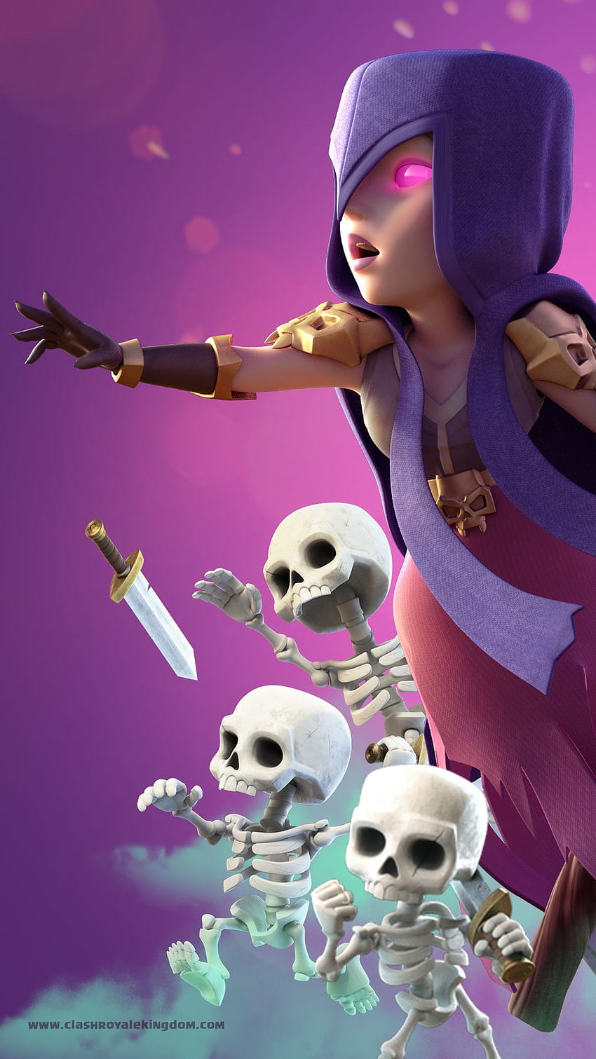 The skeletons were born inside her. Her pink eyes keep her beauty still. high quality Cla…, clash of clans witch HD phone wallpaper