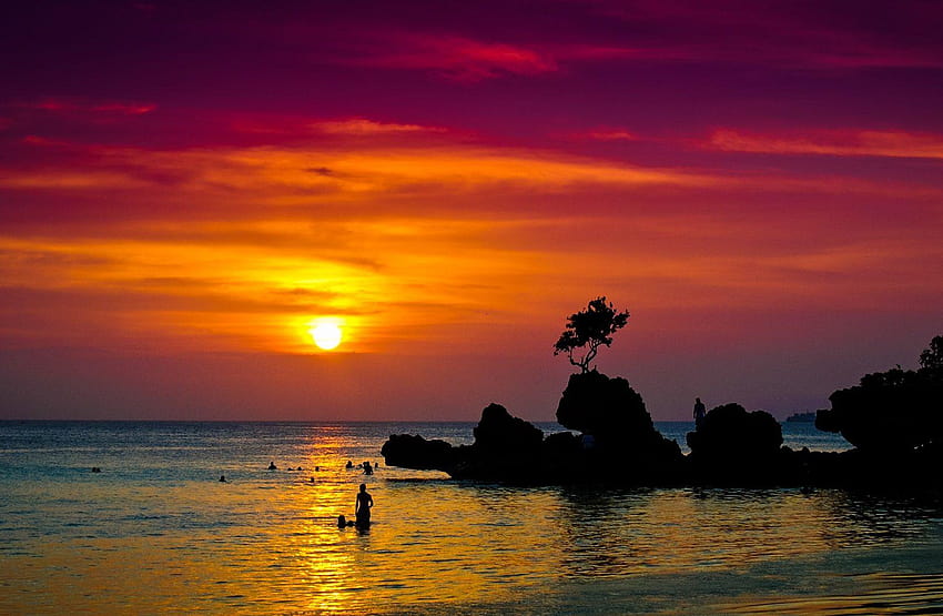 Mengapa Boracay, Filipina Adalah Tempat Yang Harus Dikunjungi Selama Akhir Pekan Hari Buruh, matahari terbenam di pantai boracay Wallpaper HD