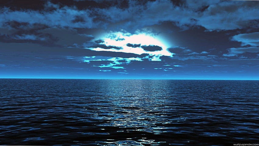 морска повърхност спокойна гладка повърхност светлина нощ пълна природа, нощно море HD тапет